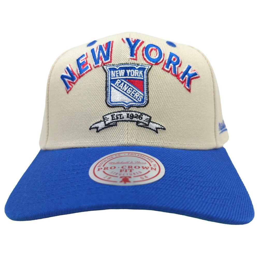 NY Rangers Mitchell & Ness NHL Pro Fit Snapback Hat Cap 4X Champions Cream NWT